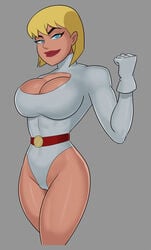 1girls cartoon_network cleavage dc dc_comics female female_only fully_clothed galatea justice_league_unlimited lipstick makeup revealing_clothes solo sunsetriders7 tight_clothing toonami