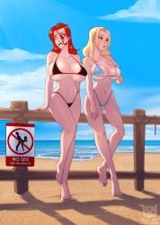 2girls animated animated barefoot beach big_breasts bikini biting_lip biting_own_lip blonde_hair body_invasion breast_expansion breast_squeeze breasts cervical_penetration chlorr fallopian_tubes female female_focus heart-shaped_pupils huge_breasts human implied_nipple_fuck interspecies jessika licking licking_lips light-skinned_female light_skin living_clothes ninjakitty nipple_piercing nipple_play nipples open_mouth outdoors ovaries red_hair stomach_bulge swimsuit tentacle tentacle_in_pussy tentacle_monster tentacle_sex uterus vaginal_insertion x-ray