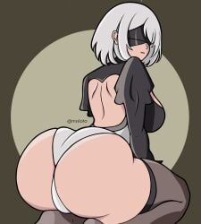 1girls ass ass_focus back_cutout big_ass blindfold huge_ass leotard light-skinned_female light_skin mssloto nier nier:_automata self_upload solo tagme thick_ass thick_thighs thighhighs white_hair wide_hips yorha_2b