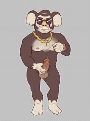 animal_crossing anthro balls boner erection eugene_(animal_crossing) furry gold_tooth hexaflexagoon koala male male_only necklace nintendo nipple_tweak nude penis solo solo_male sunglasses wristwatch