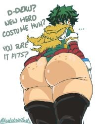 ... 1boy ass big_ass big_butt bubble_butt butt fat_ass fat_butt femboy freckles freckles_on_ass gay green_eyes green_hair hero_outfit_(mha) huge_ass huge_butt izuku_midoriya looking_at_viewer looking_back looking_back_at_viewer male male_only my_hero_academia offscreen_character shounen_jump solo teatotalerlewds text thick_ass thick_butt thick_thighs wide_hips