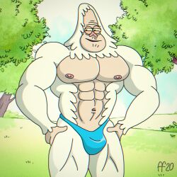 bodybuilding fabfelipe male male_only non-human non-human_only outside pinup regular_show skips_(regular_show) solo_male tagme toony underwear_only