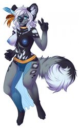 4_toes 5_fingers african_wild_dog anthro black_nose blue_areola blue_eyes blue_nipples blue_pussy breasts canine clothing digitigrade enya enya_(littlemutt) eyelashes female hair mammal nipples pussy simple_background solo toes white_background white_hair xshadi