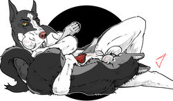 69_position animal_genitalia animal_penis anthro anthro_on_feral ball_suck balls canine canine_penis feral great_dane jambalayathepit knot knotting male mammal oral paws penis sex sheath sucking wolf yaoi zoophilia