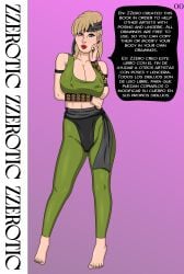 2024 artist_name big_breasts blonde_hair blonde_hair boots breasts clothed clothing comic comic_page curvaceous curvy curvy_female curvy_figure english_text erect_nipples eyelashes huge_breasts looking_at_viewer magazine mortal_kombat mortal_kombat_2 nude_pose_book page_0 page_number solo solo_female solo_focus sonya_blade spanish_text text zzerotic