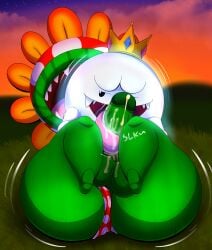 absurd_res anthro ass balls big_butt bodily_fluids boo_(mario) clothed clothing clothing_aside crown crown_only cum duo elemental_creature female female/female flora_fauna genital_fluids genitals grass_field headgear hi_res huge_butt king_boo leaking_cum legs_up licking luigi's_mansion mario_(series) motion_lines nintendo onomatopoeia oral outside panties penile penis penis_lick petey_piranha piranha_plant plant polka_dot_panties saliva saliva_on_penis saliva_string sex sitting sound_effects sunset tepigfan101 text tongue underwear underwear_aside underwear_only