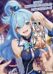 1girls 4boys ahe_gao ahegao_face ai_assisted ai_generated aqua_(konosuba) big_ass big_breasts big_butt big_penis blue_eyes blue_hair breasts cum cum_in_pussy cum_inside cum_on_body earrings english_text female gangbang heterosexual human human_only kono_subarashii_sekai_ni_shukufuku_wo! nipples ntrextreme patreon patreon_url patreon_username penis phone pussy screen straight text uncensored vaginal_penetration