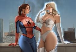 2girls ai_generated big_ass big_breasts blonde_female blonde_hair breasts curvaceous curvy curvy_figure digital_media_(artwork) emma_frost female genderswap genderswap_(mtf) hellfire_club hips homo_superior huge_ass huge_breasts huge_thighs large_ass large_breasts large_thighs legs light-skinned_female light_skin marvel marvel_comics mature mature_female mutant mutant_(marvel) peter_parker petra_parker phophopho rule_63 slim_waist spider-man spider-man_(series) thick thick_hips thick_legs thick_thighs thighs voluptuous waist white_queen wide_hips wide_thighs x-men yuri