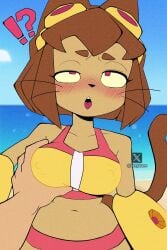 1girls breast_grab breasts clothed clothing female genyacero kit_(gameoverse)