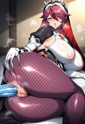 ai_generated novart01 1girl clothing female rosaria_(genshin_impact) breasts fishnets pussy pantyhose fishnet_legwear claw_ring fishnet_pantyhose purple_pantyhose large_breasts nun ass genshin_impact blush legwear torn_clothes thighs red_hair looking_at_viewer open_mouth on_side purple_hair gloves habit anal covered_nipples short_hair streaked_hair multicolored_hair sex two-tone_dress vaginal claws solo lying hair_between_eyes tiara anus penis hetero sex_toy solo_focus torn_pantyhose dildo multicolored_headwear nipples sweat object_insertion elbow_gloves 1boy dress white_dress clothed_sex white_gloves multicolored_clothes purple_eyes thick_thighs crotch_cutout black_dress
