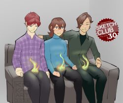 adelheid_(jimbles_unown) color fire glasses heterochromia kilkan looking_down original_character original_characters original_characters_only sofa sweat_drop