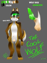 2018 animal_genitalia animal_penis anthro balls barefoot beanie brown_fur canine canine_penis erection fully_sheathed fur furgonomics green_eyes green_hair grin hair hat knot looking_away male mammal model_sheet mostly_nude multicolored_fur navel palette penis samcoolwolf samuel_pejack sheath signature smile solo tan_fur the_cool_wolf white_fur wolf