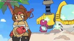 animated anthro anthro_female big_breasts breasts brown_hair cat_ears cat_tail catgirl edit edited edited_screencap female furry furry_female gameoverse huge_breasts kit_(gameoverse) lewdatums nipples pregnant pregnant_female tagme video