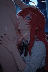 rias_gremory high_school_dxd red_hair blue_eyes long_hair black_nails blush hair_between_eyes hand_on_another's_head head_grab uncensored irrumatio indoors deepthroat testicles bangs white_shirt school_uniform looking_up ribbon cum_in_mouth long_sleeves neck_ribbon huge_ahoge upper_body bow skirt hands_on_another's_head from_side sleeves_rolled_up collared_shirt sidelocks bowtie antenna_hair oral fellatio penis cum solo_focus saliva nail_polish glowing_eyes erection sweat fingernails nails_painted long_fingernails sharp_fingernails saliva_trail saliva_string saliva_drip saliva_on_face saliva_on_tongue ai_generated mature paid_reward_available shiny_skin skindentation sweating velutinx visible_breath watermark wet_skin heavy_breathing sweaty sweaty_body breath shiny_hair wet wet_body mature_male androgynous femboy femboy_focus femboysub feminine_body feminine_faced_male feminine_male feminization male_focus male_only otoko_no_ko trap pear-shaped_figure pear_shaped 1femboy skinny_male flat_chest genderswap genderswap_(ftm) throat_bulge