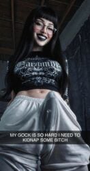 1girls 1transfem 3d 3d_(artwork) 3d_model 3d_render 3dcg ai ai_art ai_assisted ai_generated balls bangs black_clothing black_hair black_lipstick black_metal black_nail_polish black_nails black_polish black_shirt boner bulge bulge_grab bulge_outline bulge_under_clothing caucasian caucasian_female cock cock_bulge dickgirl erect_penis erection erection_under_clothes erotic eyeliner fetish girlcock glasses glasses_on_face gock goonette goth goth_girl grainy horny horny_female kinky ledw lipstick long_cock long_hair makeup nail_polish noise_filter oc original_character painted_nails pale-skinned_female pale_skin pants penis pervert pervert_female piercing precum rapist sexy shirt smile smiling smiling_female snapchat snapchat_story solo straight_hair sweatpants tagme text text_bar threat trans_woman transexual transfem wet wet_pants wet_penis wet_spot white_pants
