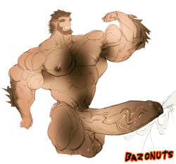 balls bara bazonuts beard big_penis body_hair boner cum erection facial_hair flexing hyper_penis male male_only monster_prom muscle_growth muscles muscular nude orgasm penis scott_howl solo solo_male tail werewolf