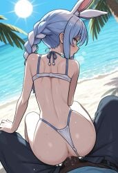 brokewyt ai_generated cuckold cheating uncensored usada_pekora hololive 1girl long_hair looking_at_viewer blush open_mouth 1boy animal_ears blue_hair swimsuit ass braid white_hair hetero bikini multicolored_hair sweat outdoors penis solo_focus day looking_back virtual_youtuber dark_skin sex water from_behind rabbit_ears vaginal twin_braids two-tone_hair tree orange_eyes animal_ear_fluff symbol-shaped_pupils anus pov ocean back white_bikini beach dark-skinned_male straddling sex_from_behind clothing_aside palm_tree rabbit_girl interracial sun reverse_cowgirl_position thong_bikini bikini_bottom_aside