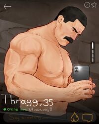 bara daddy dilf gay goes_hard gr1mes11 grindr invincible invincible_(tv_series) male male_only meme moustache muscular muscular_male sfw solo thragg villain viltrumite