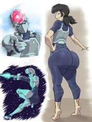 1girls 2026 2d 2d_(artwork) armor armored_female ass big_ass big_butt black_hair blue_eyes bodysuit bubble_ass bubble_butt female female_only fully_clothed hair huge_ass invincible invincible_(tv_series) looking_back skin_tight smile solo space srjrgart tech_jacket tech_jacket_(zoe_thompson) thick_thighs tight_clothing twin_tails twintails wide_hips zoe_thompson
