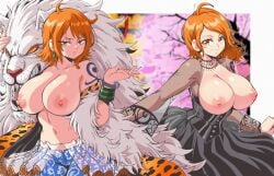 1girls ahoge arm_tattoo black_bra black_dress blue_tattoo bracelet breasts cg cleavage collarbone dress earrings female female_only jewelry large_breasts lewdamone looking_at_viewer medium_hair multiple_views nami_(one_piece) navel official_alternate_costume one_piece orange-haired_female orange_eyes orange_hair see-through short_hair shoulder_tattoo smile tattoo underwear breasts_out nipples