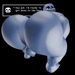 sans big_ass twerking ass_focus white_body pun bigbchevalier skeleton undertale_(series)