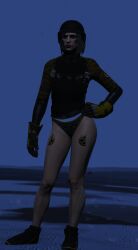 peteypelly black-haired_female short-haired_female helmet_girl leather_jacket leather_gloves 1girls expressionless standing hand_on_hip bikini_bottom edited_screencap unbothered indifferent raining high_resolution absurdres absurd_res absurd_resolution high_quality filter filtered game_cg 3dcg 3d gta_online_female_character grand_theft_auto_online grand_theft_auto uncaring uncaring_female disinterested uninterested uninterested_female emotionless emotionless_female