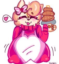chipmunk large_breasts large_titties big_breasts big_boobs female_focus female furry holding_plate clothing clothed toons_universe weffle_(toons_universe)