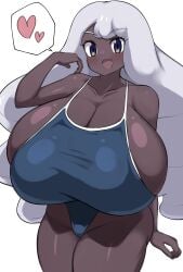1girls alternate_breast_size areolae big_breasts breasts dark-skinned_female dark_skin female female_only hair_ornament huge_breasts human hyper hyper_breasts jacinthe_(pokemon) jaga334 large_breasts long_hair looking_at_viewer nintendo pixiv_link pokemon pokemon_legends:_z-a solo thick_thighs thighs top_heavy very_dark_skin very_long_hair white_hair wide_hips yukari_(pokemon)