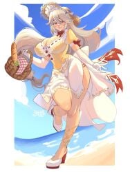 1girls 2020s 2026 2d 2d_(artwork) 2d_artwork 5_fingers alexandrina_sebastiane armwear artist_logo artist_name beach beach_background big_boobs big_breasts big_hips big_thighs big_tits big_titties blush boob_window boobs bow bow_ribbon bow_tie bowtie breasts buttons catsukun cleavage cleavage_cutout cleavage_overflow clothed clothed_female clothes curvy curvy_body curvy_female curvy_figure curvy_thighs day daylight daytime detailed_background digital_drawing_(artwork) digital_media digital_media_(artwork) ears eyebrows eyelashes eyes eyes_open female female_focus female_only fingers full_body girl gloves grey_hair_female hips holding holding_object hourglass_figure hourglass_figured_female hoyoverse human human_female humanoid light-skinned_female light_skin light_skinned lips long_hair long_hair_female long_skirt looking_at_viewer mihoyo mihoyo_technology_(shanghai)_co._ltd. no_dialogue red_eyes ribbon ribbons sexy_female skirt skirt_up slight_blush slim slim_female slim_girl smile smiling smiling_at_viewer sunlight thick_thighs thighs tied_hair tits video_game_character video_game_franchise watermark zenless_zone_zero