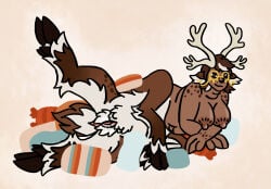 4_breasts 4_legs anatomically_correct anatomically_correct_genitalia anatomically_correct_vulva antlers areola artemis(sesbianlexi) belly big_breasts bodily_fluids breasts brown_eye brown_hair clitoral_hood clitoris countershading crossed_arms deer deer_taur dewclaw dewclaw_hooves ear_piercing eyewear female freckled_face freckled_legs freckled_shoulders freckled_thighs freckles fur genital_fluids genitals glasses hair hi_res highlights_(coloring) hooves horn inner_ear_fluff love_handles lying mammal mammal_taur multi_breast navel new_world_deer nipples on_side overweight overweight_female piercing pillow pubes reindeer simple_background slightly_chubby solo spread_legs spreading tail taur teats tuft udders vaginal_fluids vulva