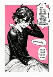 ai_generated andrew_graves bed bedroom cleavage comic comic_page dialog dialogue ecgbancweartern green_eyes incest_(lore) large_breasts milf mother_and_son necklace pale_skin renee_graves semi_incest the_coffin_of_andrew_and_renee the_coffin_of_andy_and_leyley