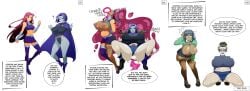 before_and_after dc_comics drool earrings empty_eyes female female_only femsub glasses gloves happy_trance midriff nerd nerdification raven_(dc) starfire teen_titans tgyaker transformation transformation_sequence yaker-kina