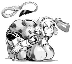 aegis_(persona) aigis_(persona) animal_ears bimbo bimbofication borvar breasts buttplug_tail cow_accoutrements cow_ears cow_girl cow_tail cowbell detachable_tail drool female female_only femsub greyscale gynoid hairband happy_trance joints large_breasts living_doll living_sex_toy looking_at_penis lustful_gaze monochrome moo_bitch penis persona persona_3 prosthetic_arm robot robot_girl robotic_arm short_hair spiral_eyes tail tech_control thick_lips transformation usb_cable wide_eyed