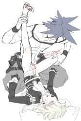 2boys anal anal_sex androgynous blonde_hair bottomless cum cum_drip cum_inside cum_on_self cum_on_stomach cumming_from_anal_sex femboy femboy_penetrated galo_thymos gay gay_sex grabbing_legs leg_grab lio_fotia monochrome partially_colored petite petite_body petite_male pillow pleasure_face pleasured_face promare size_difference slim slim_male slim_waist twink yaoi 1femboy anal_penetration bob_cut short_hair feminine_male femboysub spread_legs legs_spread