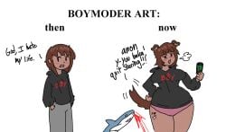1girls 1transfem ass_growth bangs before_and_after blahaj boymoder breast_growth brinehav3n brown_hair brown_skin dark-skinned_female dog_ears dog_girl furry huge_ass huge_breasts ikea meme panties puppygirl puppyplay reddit simple_background snoo tail tattoo thick_thighs trans_woman transfem transwoman tsundere