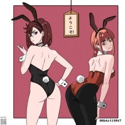 2d 2d_(artwork) 2d_artwork 2girls adult adult_female ass ass_cleavage ass_crack ayase_momo back backboob black_bunny_ears black_bunnysuit black_hairband black_legwear black_leotard black_pantyhose black_tights black_topwear braid braided_hair braided_ponytail breasts brown-eyed_female brown-haired_female brown_eyes brown_hair bunny_costume bunny_ears bunny_tail bunnygirl bunnygirl_outfit bunnysuit busty busty_female butt chainsaw_man closed_mouth_smile collar crossed_bangs dandadan digital digital_art digital_drawing digital_drawing_(artwork) digital_media digital_media_(artwork) drawing earrings elbows female female_focus female_only fingers frown frown_eyebrows frowning frowning_at_viewer gluteal_fold groin gyaru hair_between_eyes hand_on_hip hand_on_leg hand_on_own_hip hand_on_own_leg hand_on_own_thigh hand_on_own_waist hand_on_thigh hand_on_waist head_tilt high_resolution high_school_student highres hourglass_figure large_breasts lean_figure leaning leaning_forward legwear leotard long_hair looking_at_viewer looking_back looking_back_at_viewer makima_(chainsaw_man) mature mature_female median_furrow multiple_females multiple_girls narrow_waist nbart19047 pantyhose ponytail red-haired_female red_background red_bunnysuit red_hair red_leotard red_topwear ring_eyes ringed_eyes school_girl schoolgirl scowl shoulder_blades shoulders sideboob simple_background slender_body slender_waist slim_female slim_waist smile smiley_face smiling smiling_at_viewer standing teen_girl teenage_female teenage_girl teenager thick_ass thick_butt thick_thighs thigh_gap thighs tights tilted_head topwear touching_hip touching_leg touching_thigh touching_waist upper_body white_collar white_wrist_cuffs wide_hips wrist_cuffs yellow-eyed_female yellow_eyes young_female young_woman