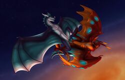 cloud dragon female flying male night original_characters penis scales sex shadarrius sky straight vaginal_penetration wyvern