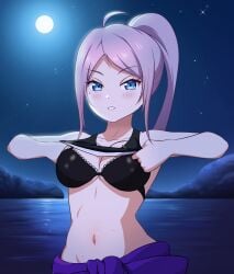 1girls :) animated bare_shoulders black_bra black_pants black_sports_bra black_underwear blue_eyes bouncing_breasts bra breasts breasts_apart casual_exposure closed_mouth cowboy_shot eyebrows_visible_through_hair female female_focus female_only hands_on_chest jacket jacket_around_waist lace-trimmed_bra lake lakeside large_breasts leggings long_hair looking_at_viewer love_live! love_live!_nijigasaki_high_school_idol_club mole mole_under_eye moon moonlight mountain mp4 navel night night_sky nighttime no_sound outdoors pants pink_hair ponytail pool-skirt portrait purple_jacket sagging_breasts shadow shorter_than_10_seconds smile solo solo_female sports_bra sports_bra_lift sportswear starry_sky sweat sweatdrop swept_bangs swim_skirt teeth underwear unsfrau upper_body upper_body_focus upper_body_only very_high_resolution video water zhong_lanzhu