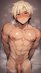 1boy 1male abs ai_generated attractive balls bara beautiful beautiful_male bed bedroom big_nipples black_hair blonde_hair blush censored censored_balls censored_penis cute cute_male cutie dark_eyes dyed_hair gay gay_male gorgeous hands_behind_back handsome handsome_man hot hot_as_fuck indoors long_hair looking_at_viewer looking_nervous looking_shy male male_focus male_only multicolored_hair muscle muscles muscular muscular_arms muscular_male navel nipples nude nude_male pecs penis perfect_body sexy sexy_body sexy_boy sexy_male shiny_skin shy slim slim_body slim_male smelly solo standing steam sweat sweating sweaty sweaty_body testicles yaoi