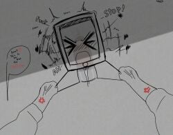 1boy 1girl 1robot_girl artgirlz both_hands high_resolution holding holding_legs holding_object ibispaint_(artwork) ibispaintx object_shows oc robot robot_girl tagme tiktok twitter y/n