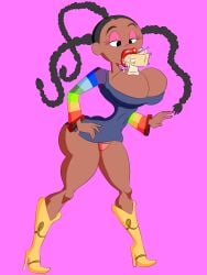 bimbo bimbo_lips bimbofication bimbofied black_hair blowjob clothed clothing dark-skinned_female dark_skin foster's_home_for_imaginary_friends goo_goo_gaga long_hair maxtlat open_eyes tagme thin_female thin_waist