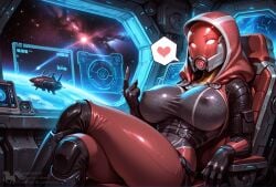 ai_generated alien alien_girl alien_humanoid beckoning big_ass big_breasts big_butt bioware blush bodysuit creamhorseai crossed_legs curvy curvy_female curvy_figure erect_nipples female female_only fit fit_female glowing_eyes helmet helmet_with_visor high_resolution highres hood hood_up horny horny_female hourglass_figure huge_ass huge_breasts indoors inviting_to_sex latex_bodysuit latex_suit leaning_back light-skinned_female mass_effect mature mature_female perfect_body purple_skin quarian seductive seductive_look sitting skinsuit space spacecraft spaceship spaceship_interior spacesuit spoken_heart tali'zorah_nar_rayya thick_thighs visor voluptuous voluptuous_female