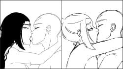 1boy 1boy1girl 1girls aang aged_up_character air_nomad arms_around_neck arms_around_partner avatar avatar_the_last_airbender azula embrace enemies_to_lovers fire_nation french_kiss heart-shaped_pupils hugging kissing lipstick love making_out monochrome mutty passionate pressed_together princess sweat topless