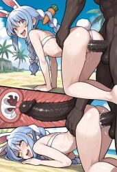 brokewyt ai_generated cuckold cheating uncensored usada_pekora hololive 1girl long_hair breasts blush open_mouth hair_ornament 1boy animal_ears blue_hair tail swimsuit yellow_eyes ass braid white_hair hetero bikini multicolored_hair sweat small_breasts outdoors penis teeth pussy solo_focus day tongue virtual_youtuber dark_skin cum sex tongue_out rabbit_ears vaginal twin_braids two-tone_hair tree animal_ear_fluff symbol-shaped_pupils cum_in_pussy white_bikini beach testicles dark-skinned_male sex_from_behind all_fours rabbit_tail ejaculation clothing_aside veins doggystyle overflow rabbit_girl interracial veiny_penis ahegao food-themed_hair_ornament cross-section uterus internal_cumshot carrot_hair_ornament