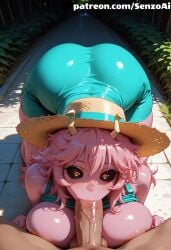 1boy 1girls ai_generated ashido_mina ass ass_up assertive_female big_ass black_sclera blowjob boku_no_hero_academia clothed_female clothed_female_nude_male colored_sclera colored_skin duo fellatio female heart heart-shaped_pupils hi_res horns huge_ass huge_breasts huge_penis large_breasts light-skinned_male light_skin long_hair looking_at_viewer male male/female male_pov mature_female mina_ashido mina_ashido_time-skip my_hero_academia outdoors penis pink_body pink_hair pink_skin pov saliva senzoai shiny_skin sun_hat sundress tagme thick_thighs veiny_penis wide_hips yellow_eyes