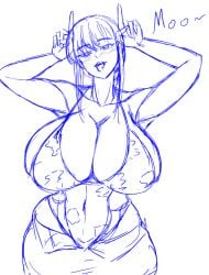 makima_(chainsaw_man) chainsaw_man sketch hands_up open_mouth tongue tongue_out smile open_smile happykon 1girls female_only solo solo_female female blush blush_lines big_breasts breasts clothed clothed_female