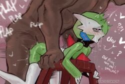 2boys anal anal_penetration bodily_fluids brown_body brown_skin dark-skinned_male dark_body dark_skin doggystyle dominant drooling duo femboy from_behind_position gardevoir gender_symbol generation_3_pokemon green_hair hair heart_eyes heart_symbol hi_res human human_on_humanoid human_penetrating human_penetrating_humanoid humanoid humanoid_penetrated interspecies larger_dom male male/male male_gardevoir male_symbol mammal mars_symbol moan motion_lines muscular muscular_male nintendo penetration penile penile_penetration penis_in_ass plap pokemon pokemon_(species) pokephilia saliva sex sincastermon size_difference skinny_humanoid skinny_male smaller_penetrated symbol tears tears_of_pleasure