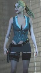 1girls 3d 3d_(artwork) 3dcg absurd_res absurd_resolution absurdres alternate_costume alternate_outfit belted_skirt beltskirt blonde-haired_female claire_redfield cleavage earrings edited_screencap emotionless emotionless_female expressionless filter filtered game_cg game_mod grey_miniskirt grey_skirt high_quality high_resolution highres holstered_pistol holstered_weapon huge_breasts long-haired_female miniskirt police_uniform red_fingernails resident_evil resident_evil_2 roman_swatcher short_skirt skirt source_request standing stockings text thighhighs thong thong_above_skirt unbothered uninterested uninterested_female watermark
