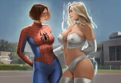 2girls ai_generated big_ass big_breasts blonde_female blonde_hair breasts curvaceous curvy curvy_figure digital_media_(artwork) emma_frost female genderswap genderswap_(mtf) hellfire_club hips homo_superior huge_ass huge_breasts huge_thighs large_ass large_breasts large_thighs legs light-skinned_female light_skin marvel marvel_comics mature mature_female mutant mutant_(marvel) peter_parker petra_parker phophopho rule_63 slim_waist spider-man spider-man_(series) thick thick_hips thick_legs thick_thighs thighs voluptuous waist white_queen wide_hips wide_thighs x-men yuri