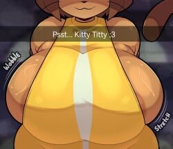 1girls alternate_breast_size anthro areola areolae big_areola big_breasts big_nipples blush breasts breasts_focus brown_hair cat_ears cat_girl cat_tail dialogue english_text erect_nipples female gameoverse gigantic_breasts glitch_productions huge_breasts hyper hyper_breasts kit_(gameoverse) kit_bodega nipples prophetpack short_hair solo sweat sweatdrop sweating text
